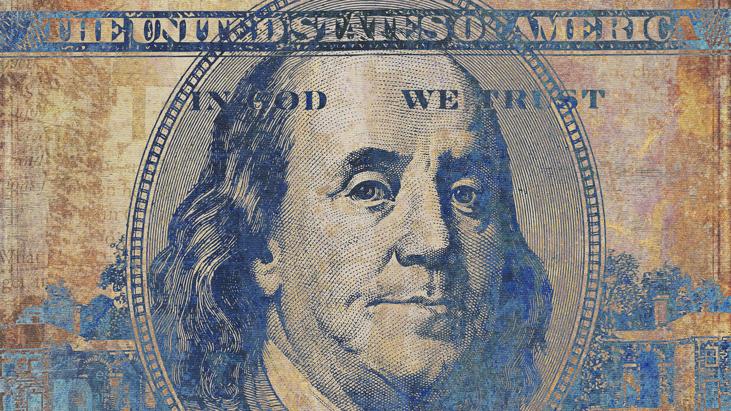 Colorful Money Wallpaper. Benjamin Franklin 100 Dollar Bill Wall Mural. #6642