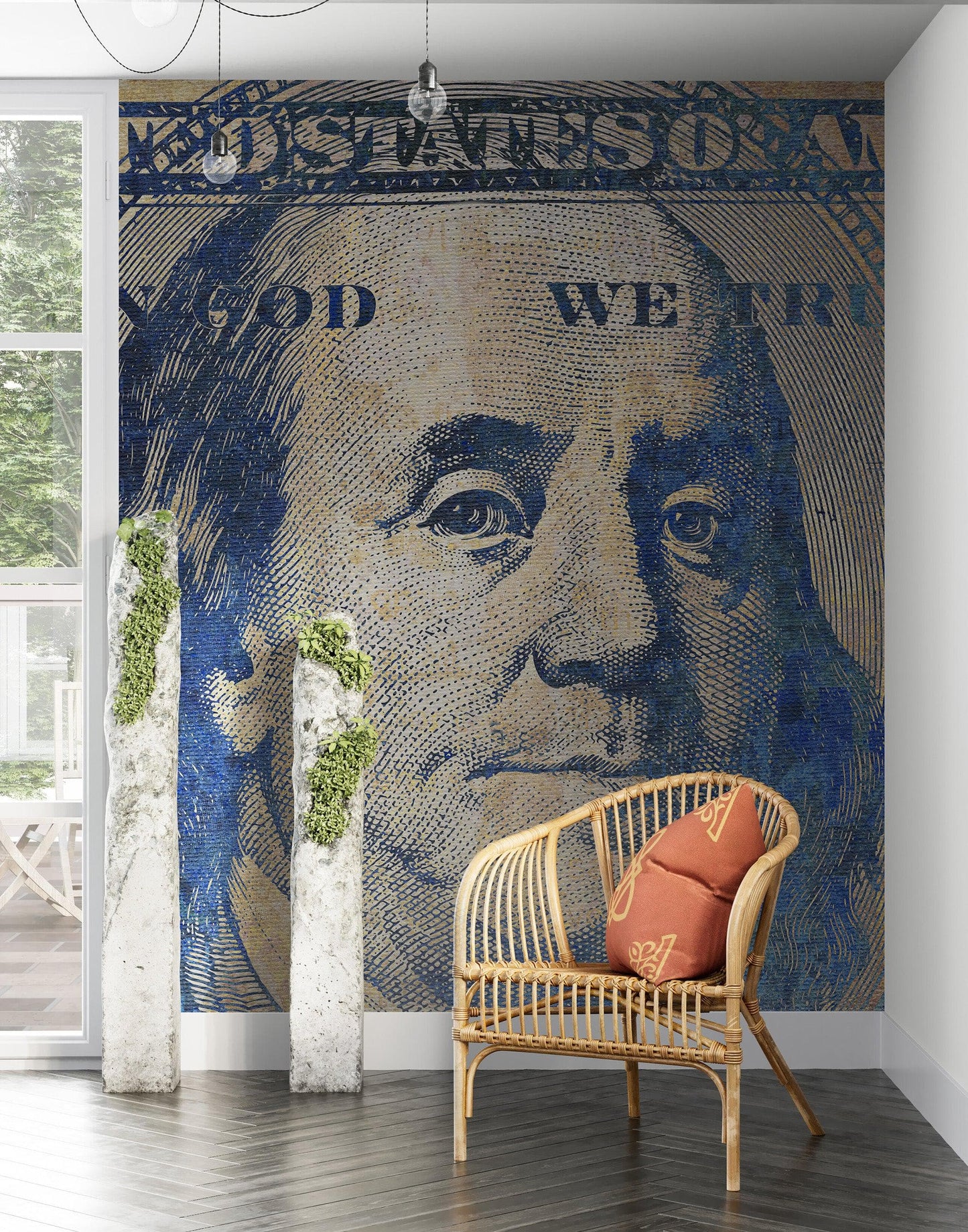 Colorful Money Wallpaper. Benjamin Franklin 100 Dollar Bill Wall Mural. #6642