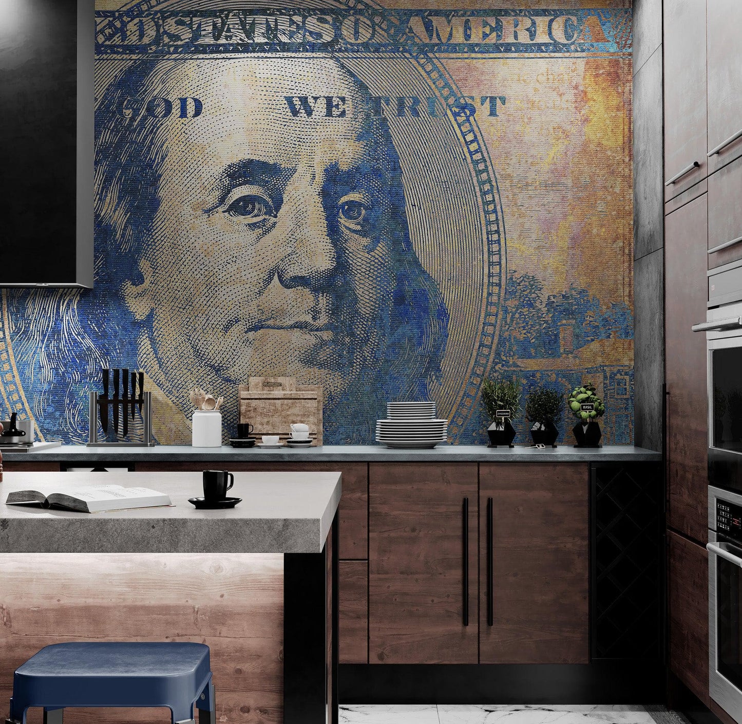 Colorful Money Wallpaper. Benjamin Franklin 100 Dollar Bill Wall Mural. #6642