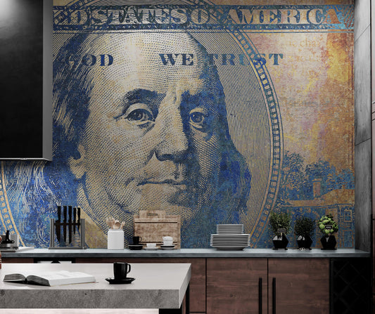 Colorful Money Wallpaper. Benjamin Franklin 100 Dollar Bill Wall Mural. #6642