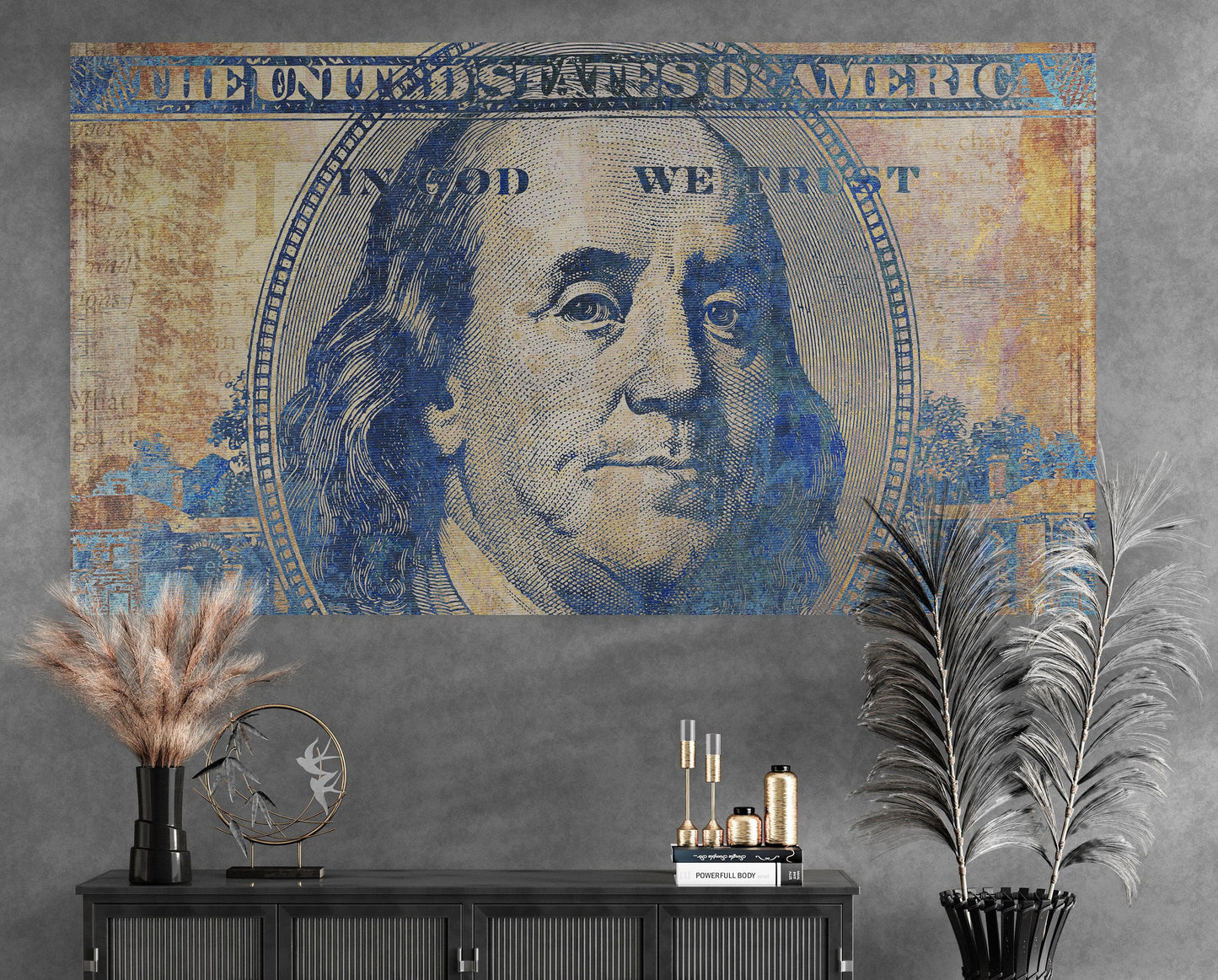 Colorful Money Wallpaper. Benjamin Franklin 100 Dollar Bill Wall Mural. #6642