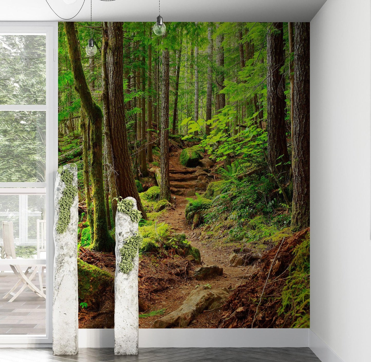 Green Forest Woodland Wall Mural – Nature's Embrace Peel and Stick Wallpaper #6647