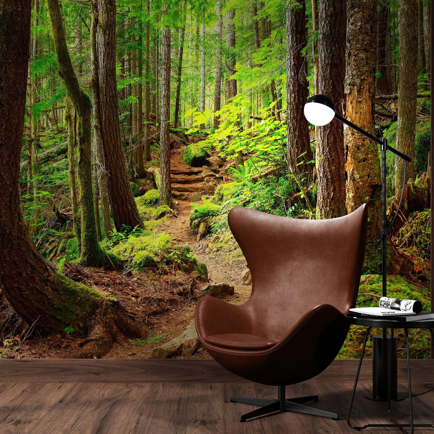 Green Forest Woodland Wall Mural – Nature's Embrace Peel and Stick Wallpaper #6647