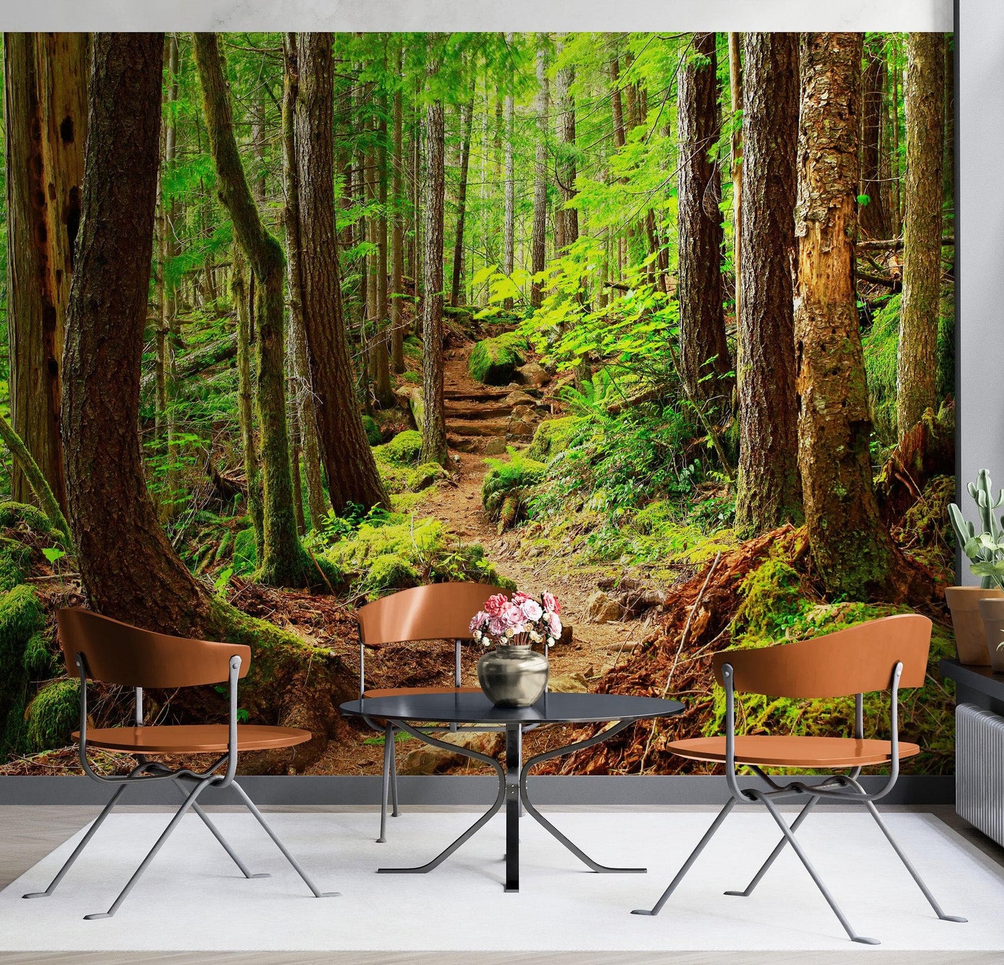 Green Forest Woodland Wall Mural – Nature's Embrace Peel and Stick Wallpaper #6647