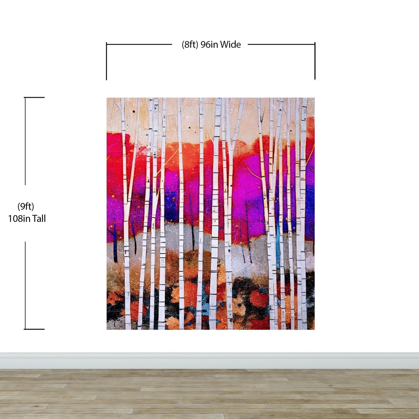 Colorful Vibrant Birch Tree Forest Wallpaper. #6649