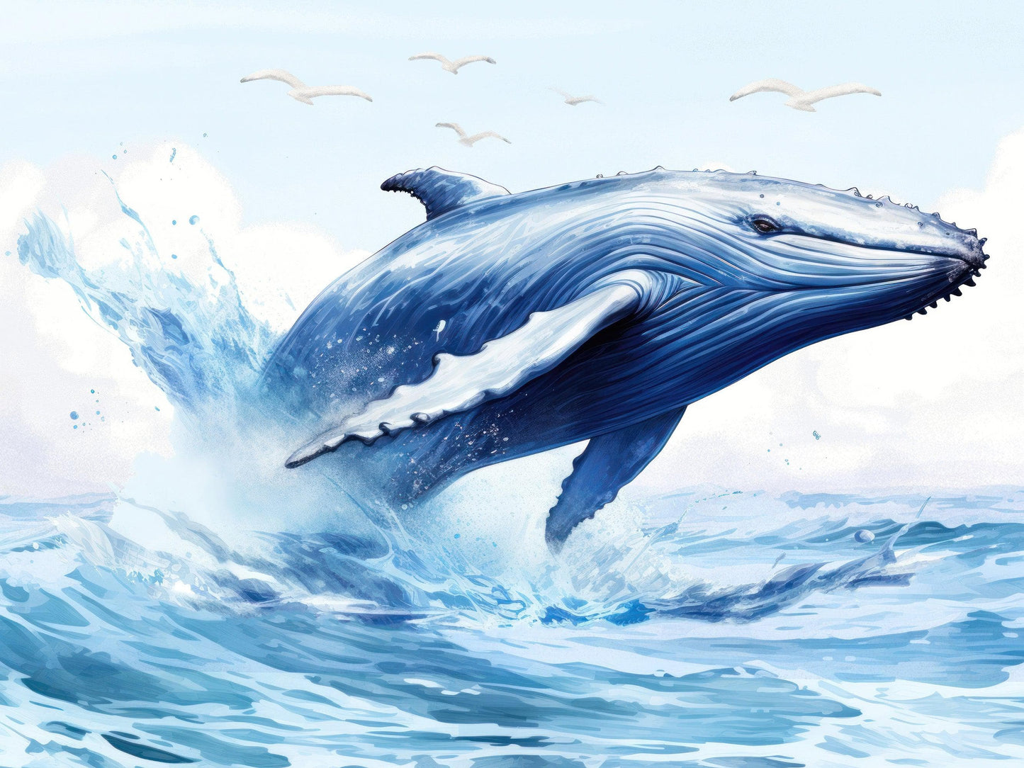 Humpback Whale Wallpaper. Marine Life Wall Art. #6651