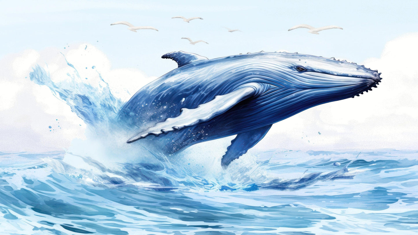 Humpback Whale Wallpaper. Marine Life Wall Art. #6651