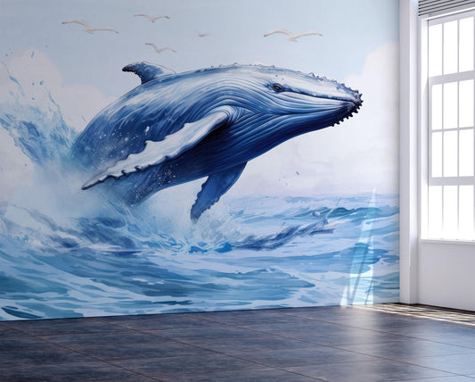 Humpback Whale Wallpaper. Marine Life Wall Art. #6651