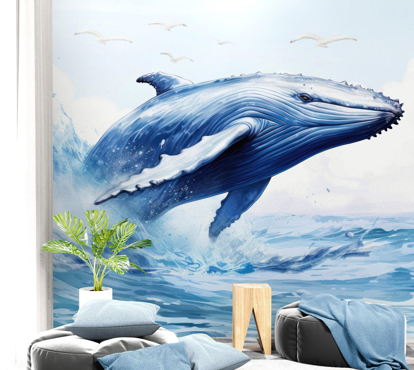 Humpback Whale Wallpaper. Marine Life Wall Art. #6651