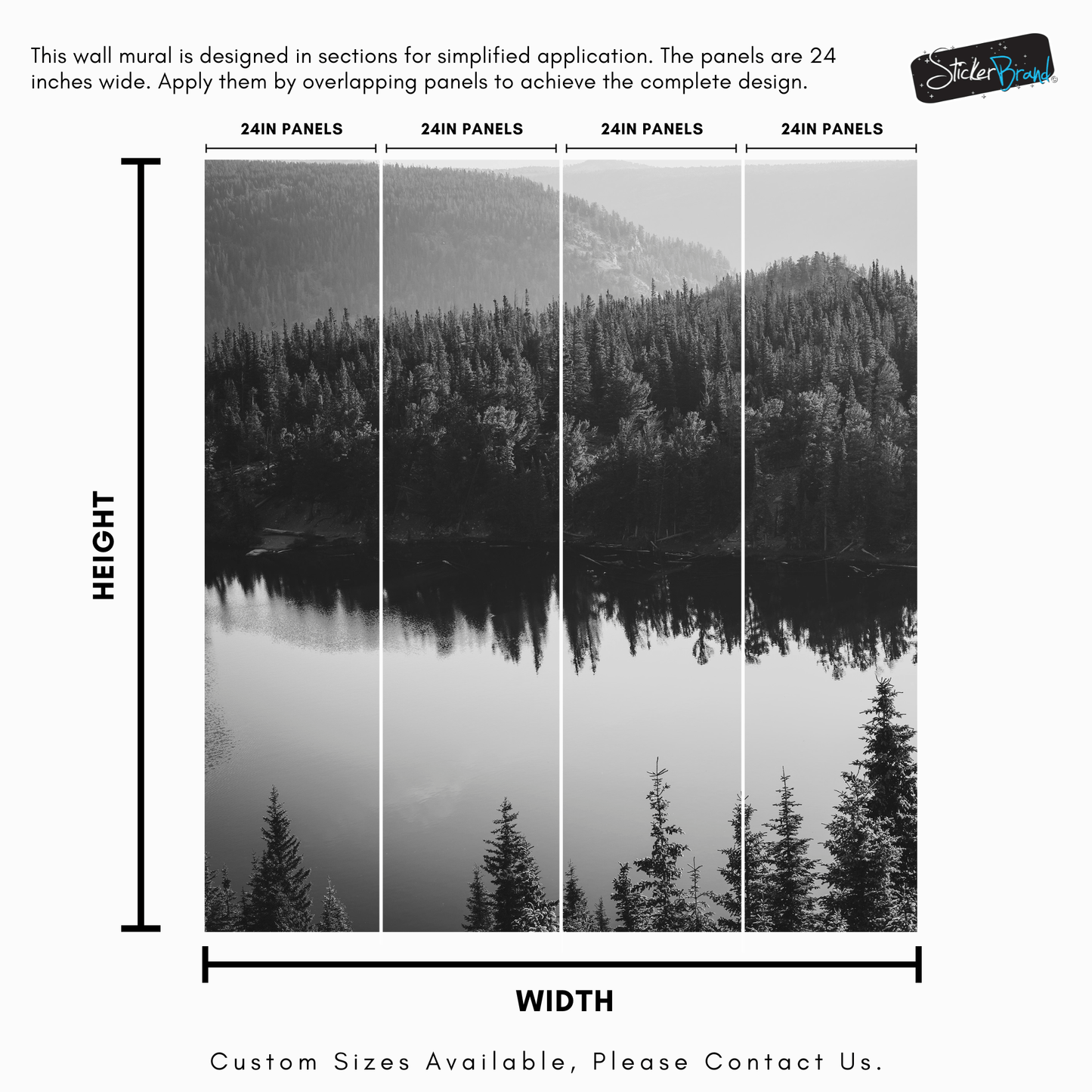 Black and White Mountain Over Looking Lake and Forest Wallpaper. #6671