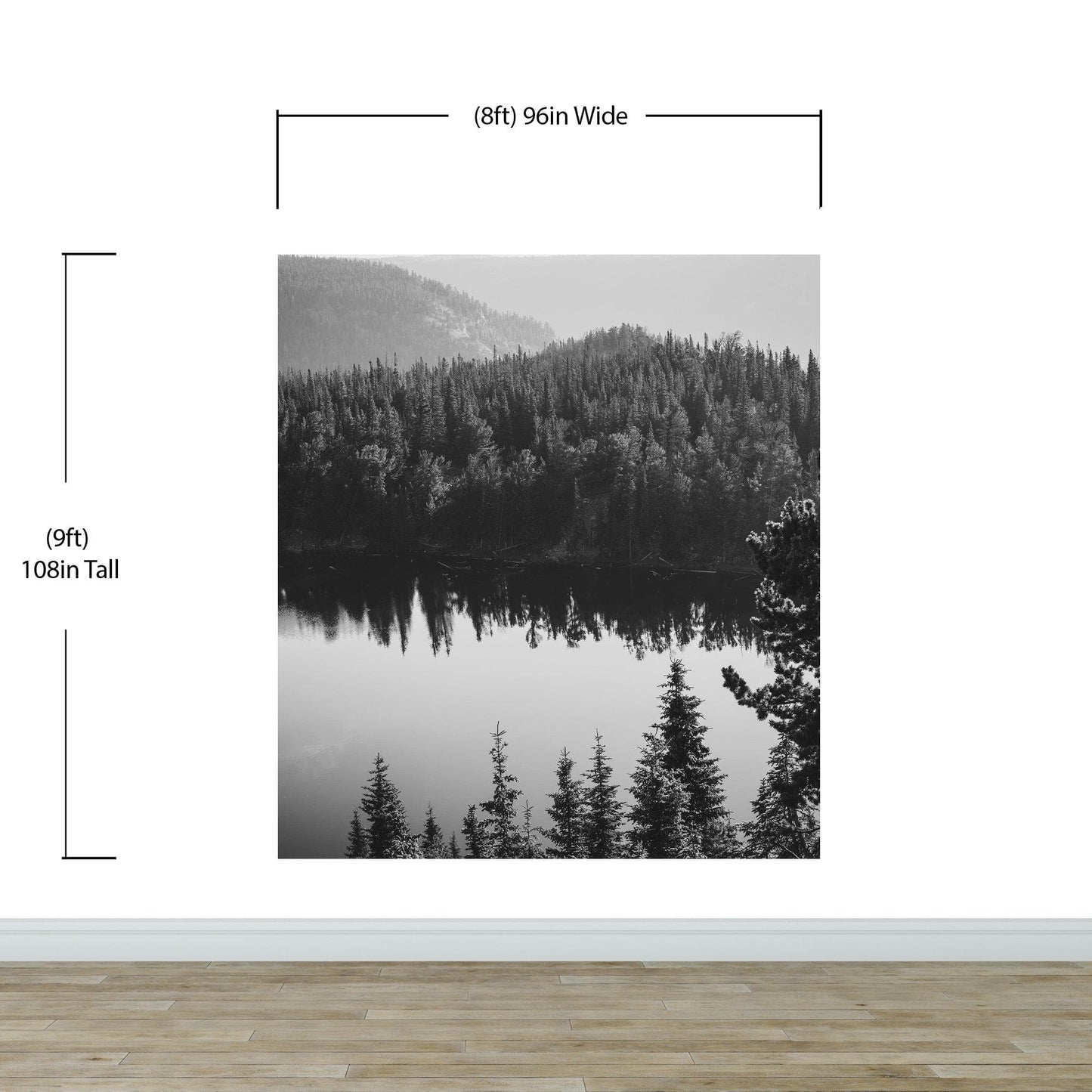 Black and White Mountain Over Looking Lake and Forest Wallpaper. #6671