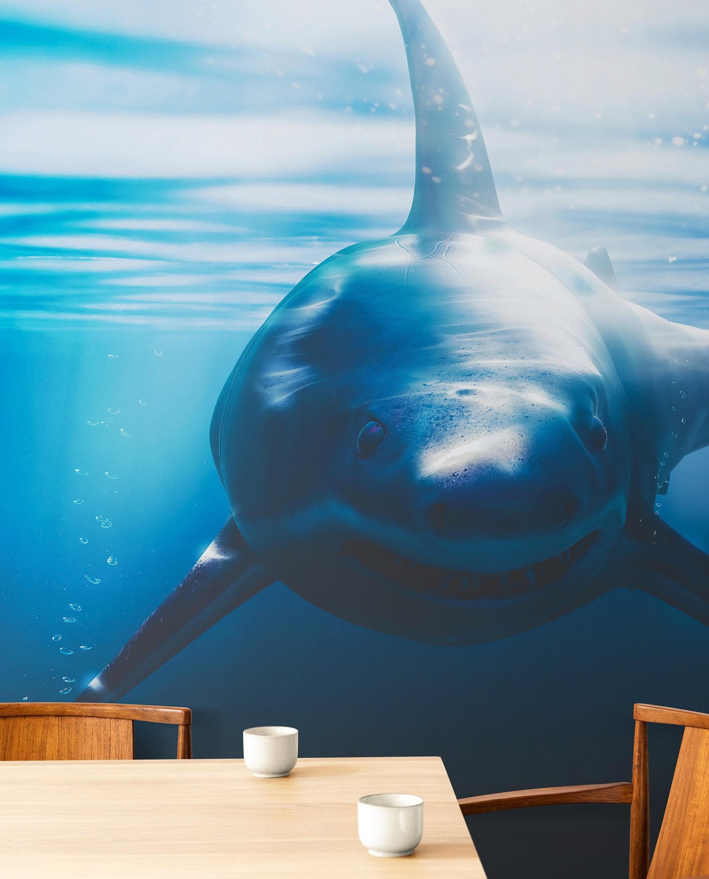 Great White Shark Wall Mural. Peel and Stick Wallpaper. #6700