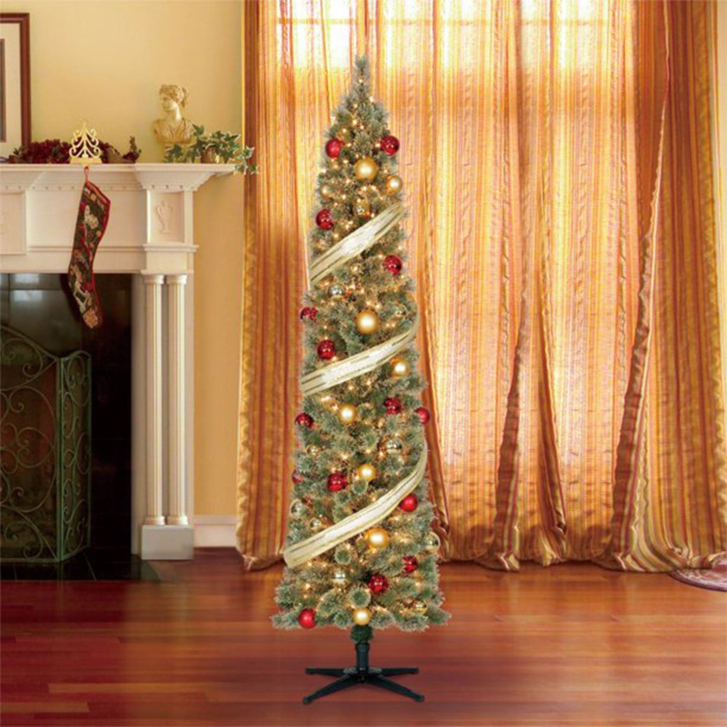 Home Heritage Stanley 7' Pine Artificial Christmas Tree, PreLit 350 Clear Lights