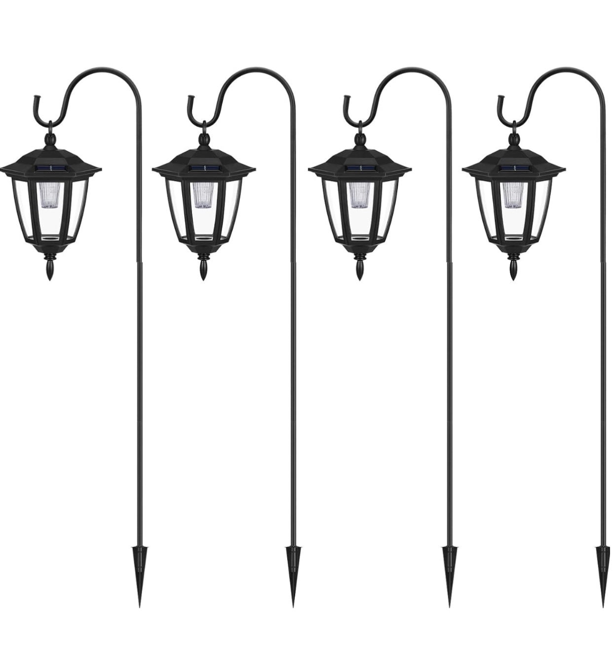 SmartYard Solar Hanging Lights Dual Use Shepherd Hook Lights Outdoor, 4 Pack