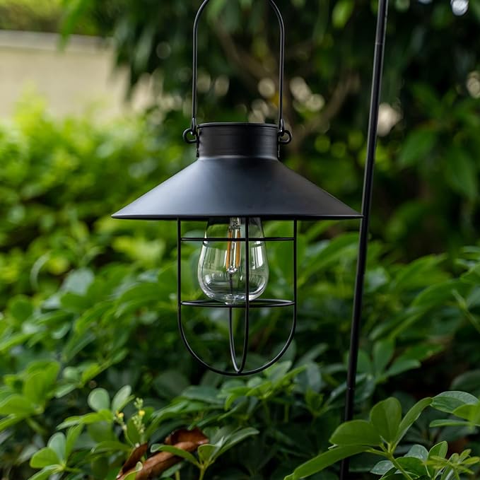 Hanging Solar Lantern with Shepherd Hook 31 Inch