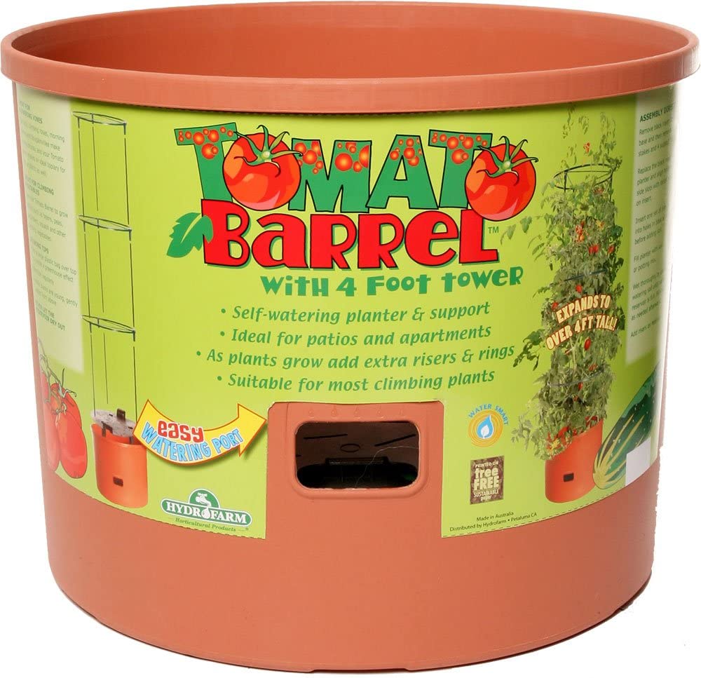 Hydrofarm GCTB Tomato Barrel Pot Garden Planting 4 Foot Trellis System (2 Pack)