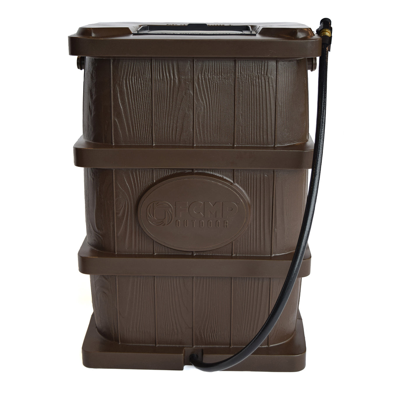 FCMP Outdoor 45 Gal Wood Grain Rain Catcher Barrel Container Brown (2 Pack)