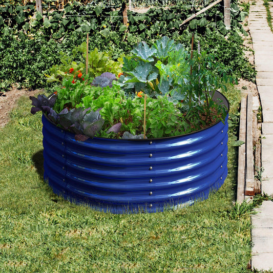 17" Tall x 42" Round Raised Garden Bed, in Cobalt Blue