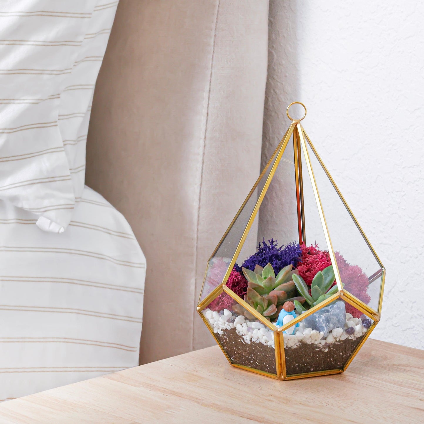 8” Geometric Gold Tear Glass Succulent Terrarium Kit