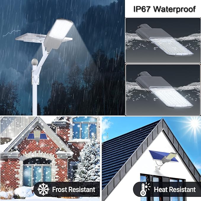 3500W Solar Street Lights Outdoor, IP67 Commercial Parking Lot Light Dusk to Dawn, 7000K Solar Security Flood Lights Solar Led Lamp with Remote Control for Basketball Court, Road, Playground