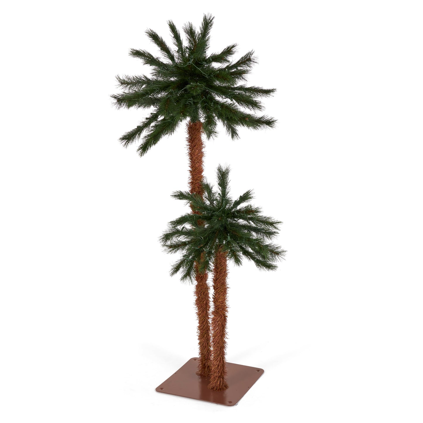 Home Heritage 5' and 3' 150 LED Pre-Lit Artificial Double Christmas Palm Tree