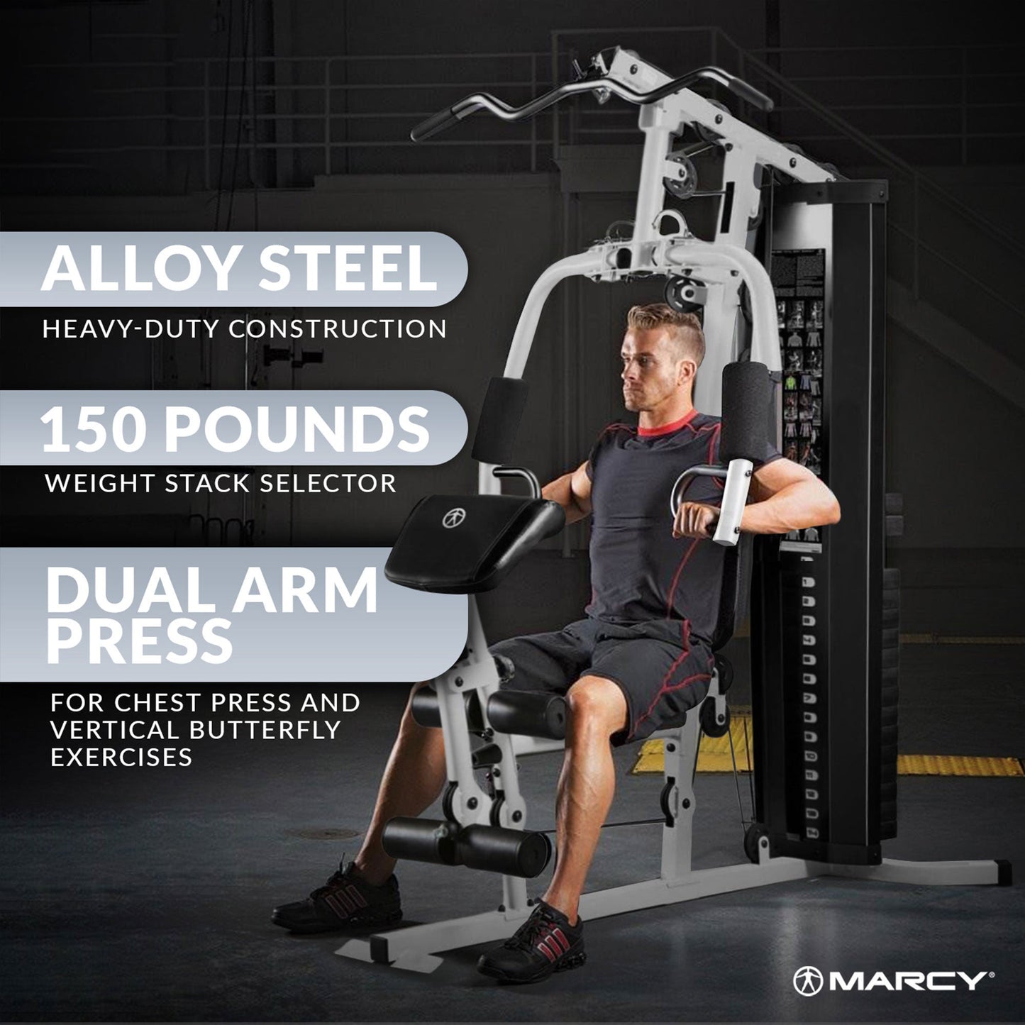 Marcy Dual-Functioning Upper Lower Body Fitness Workout 150-Pound Stack Home Gym