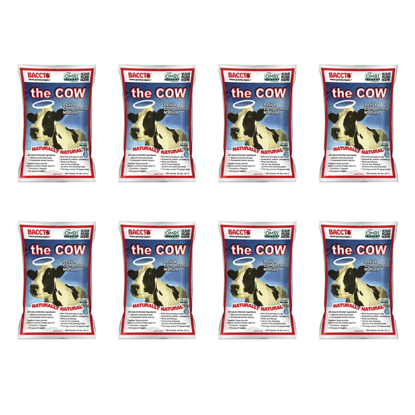 Baccto Wholly Cow Horticulture Peat & Composted Manure, 40 Quarts (8 Pack)