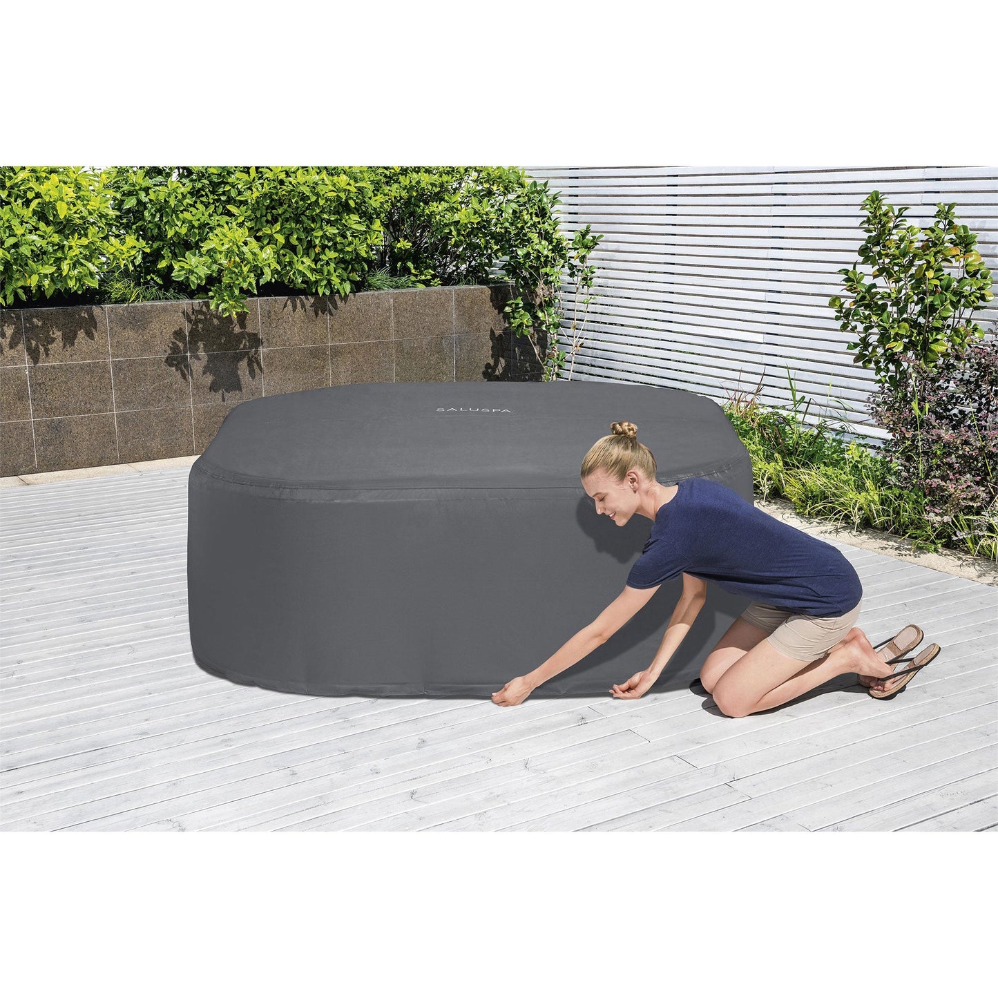 Coleman SaluSpa 4 Person Portable Inflatable AirJet Spa Hot Tub, Gray (2 Pack)