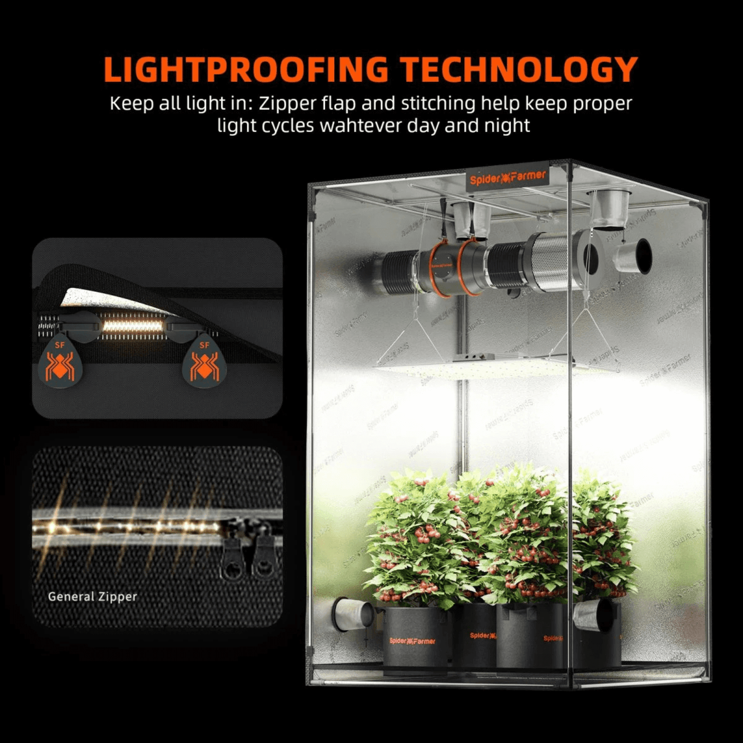 Spider Farmer SF2000 LED Grow Light + 2' x 4' Grow Tent + Inline Fan Combo with Temperature and Humidity Controller