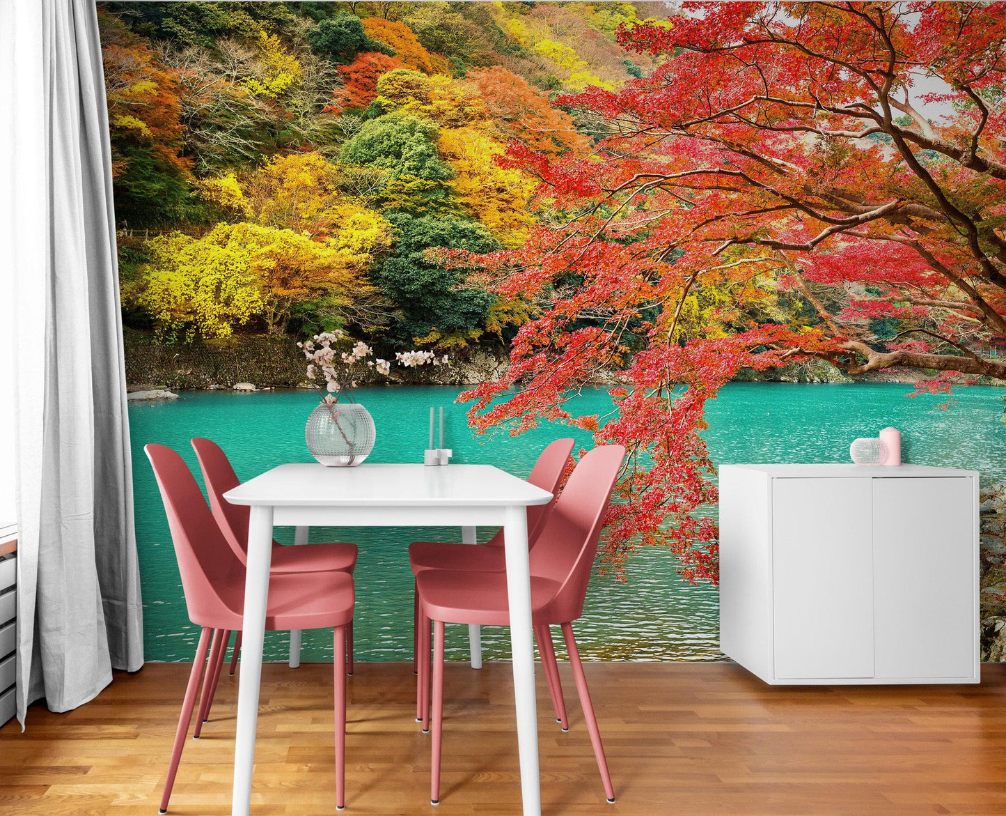 Colorful Teal Water Lake View Landscape Wallpaper Mural. #6745