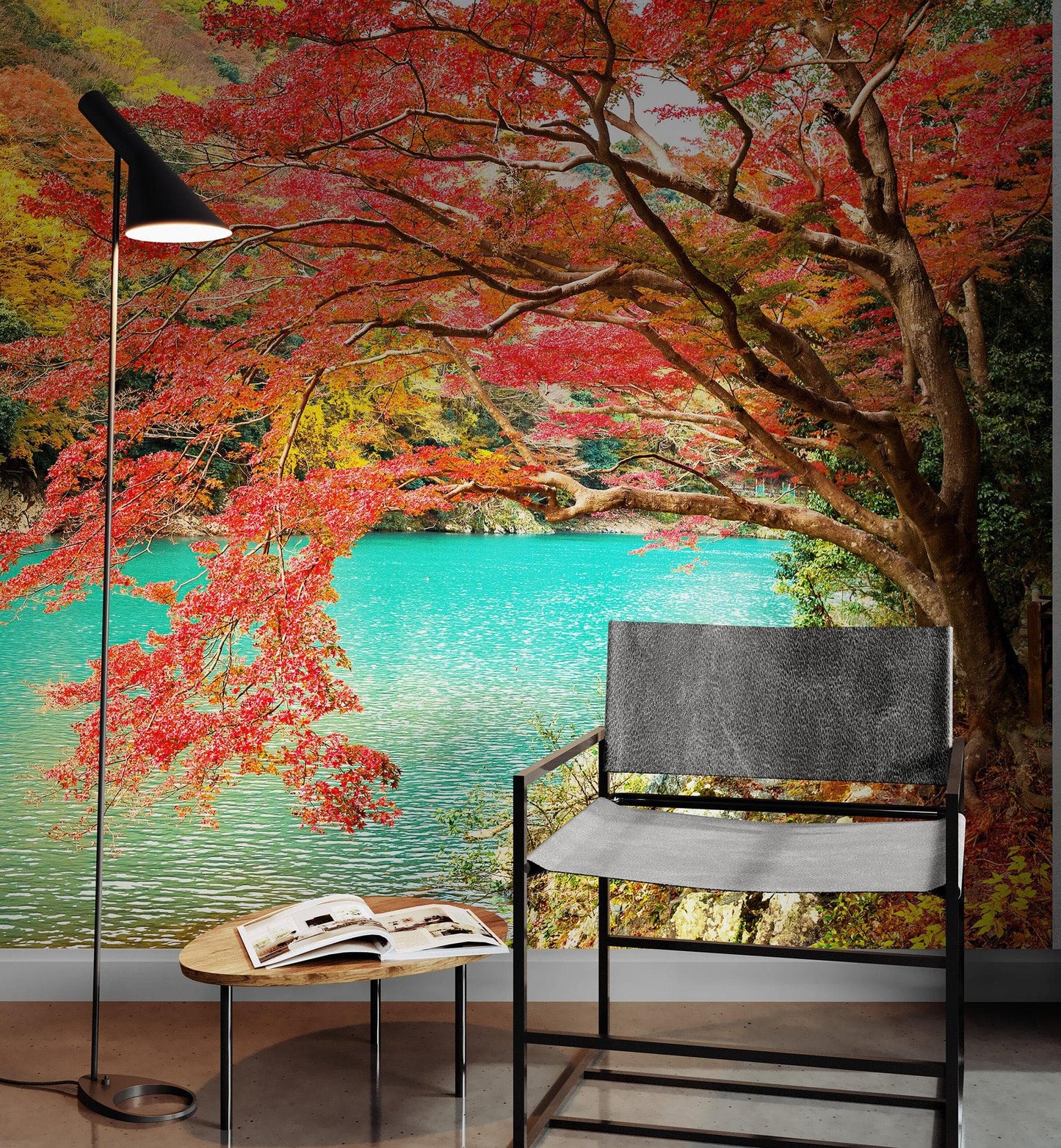 Colorful Teal Water Lake View Landscape Wallpaper Mural. #6745