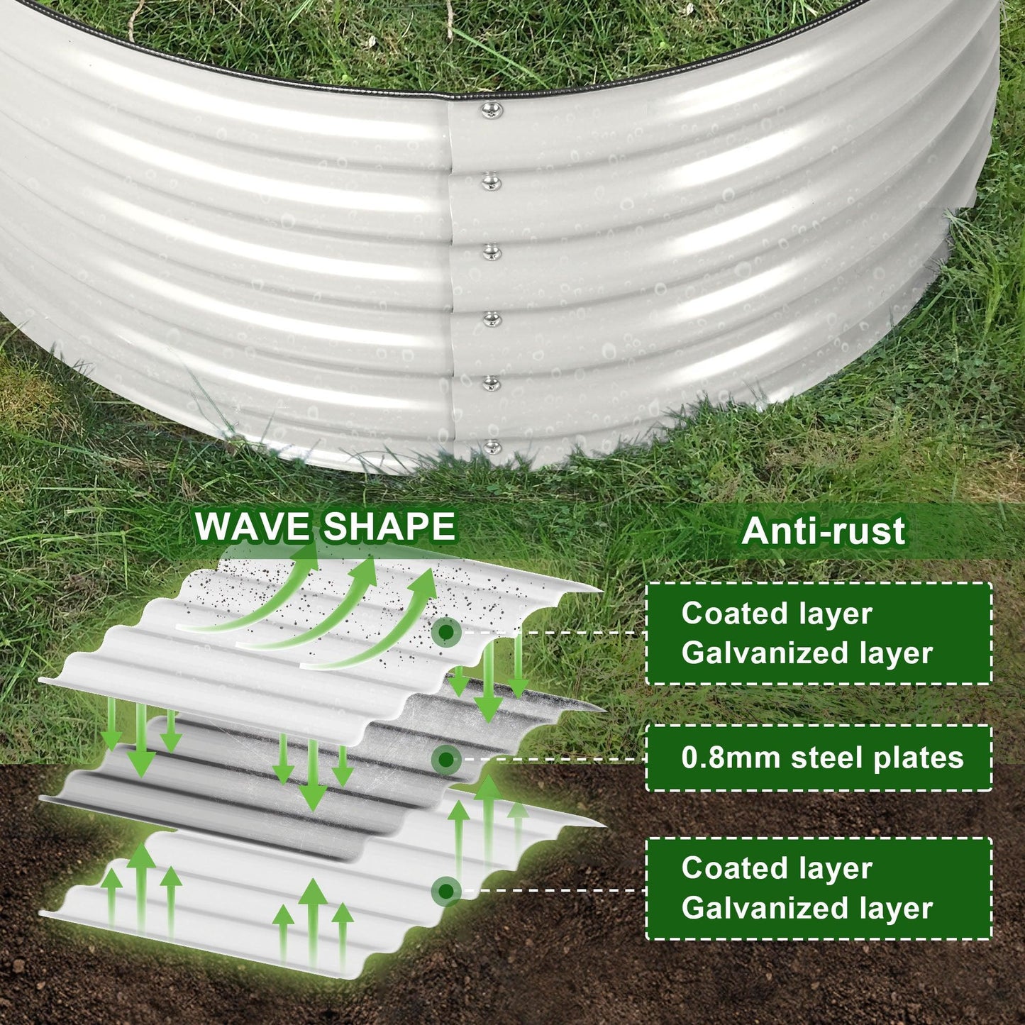 17" Tall x 42" Round Raised Garden Bed, in Ivory