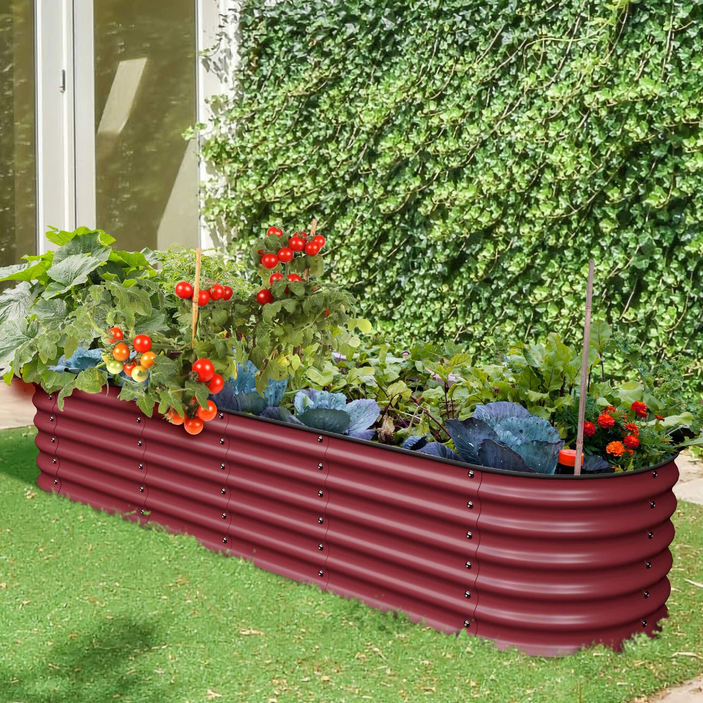 17" Tall, 12-in-1 Raised Garden Bed in Barn Red