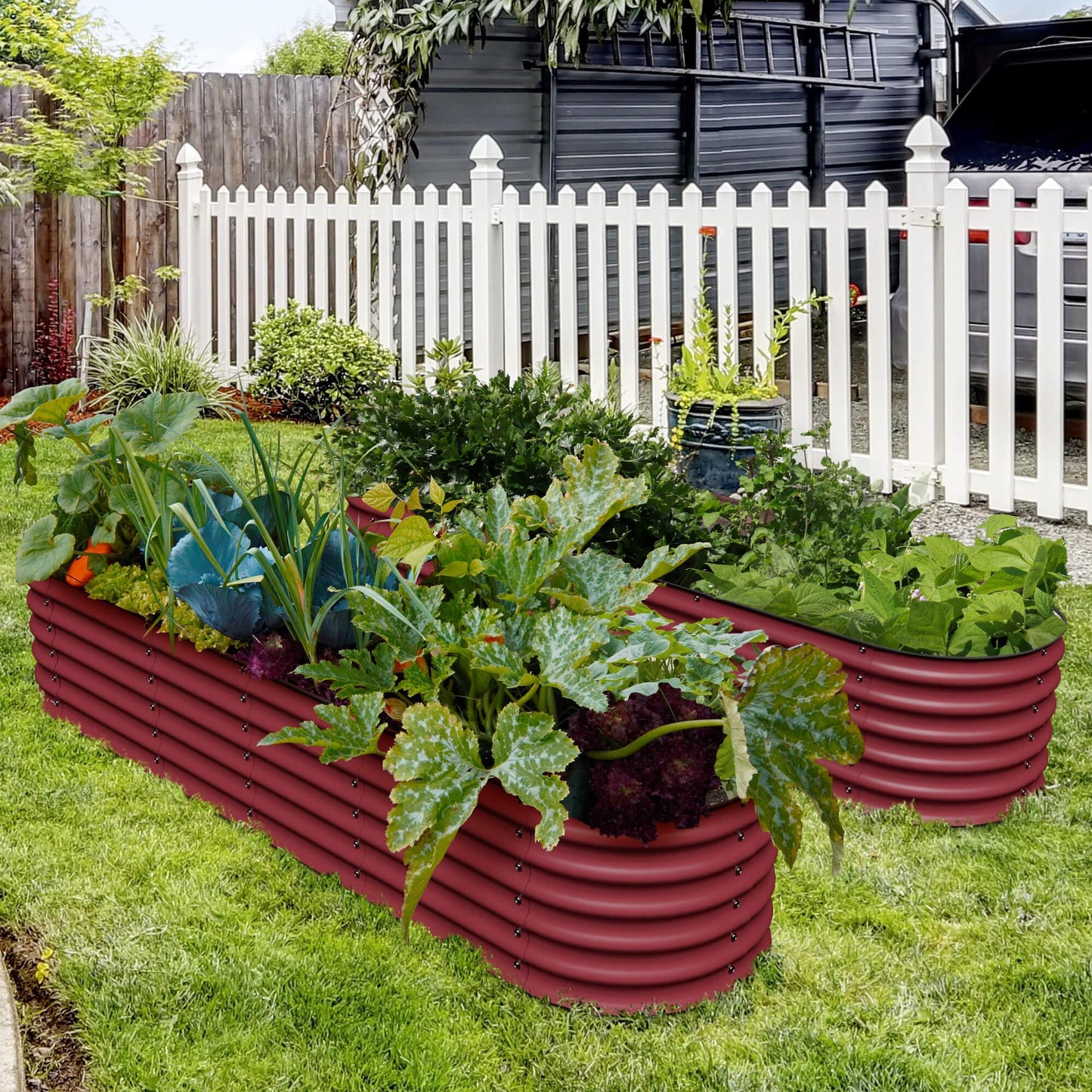 17" Tall, 12-in-1 Raised Garden Bed in Barn Red