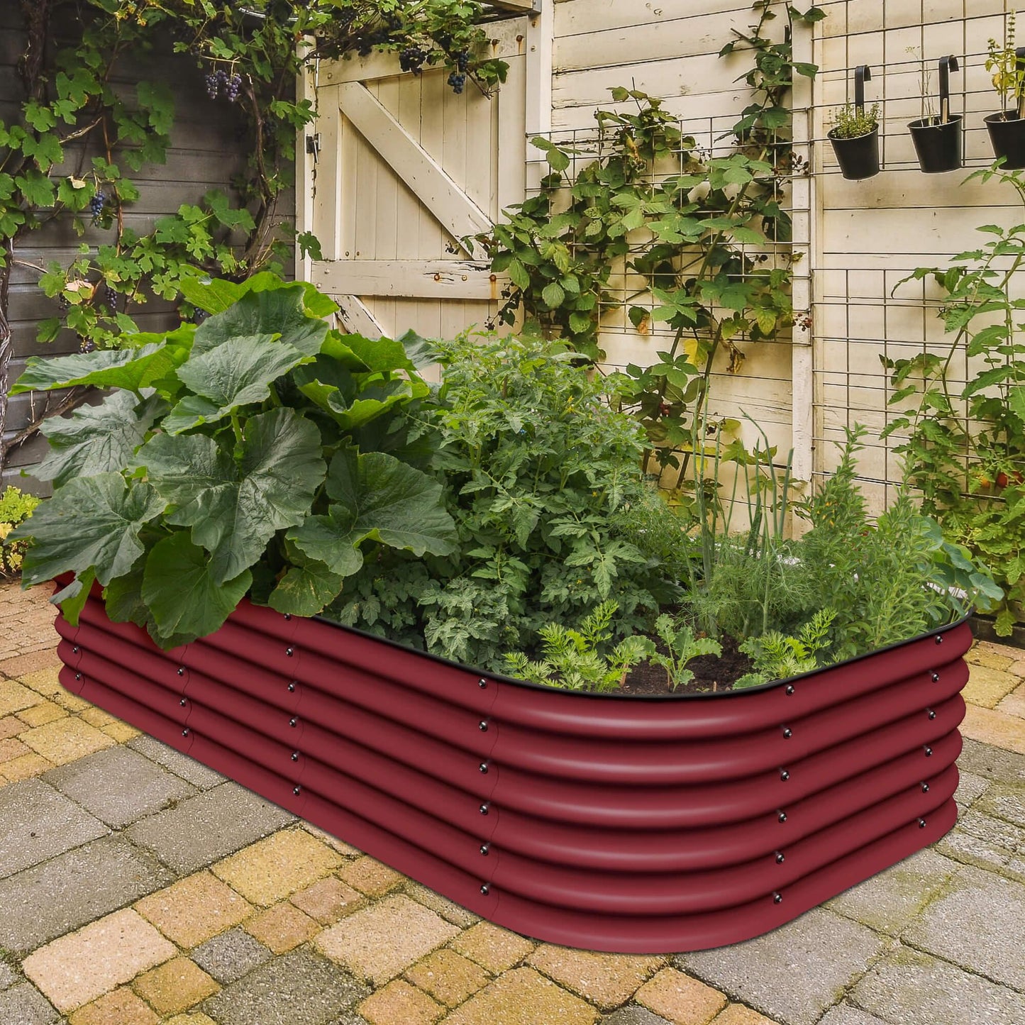 17" Tall, 12-in-1 Raised Garden Bed in Barn Red