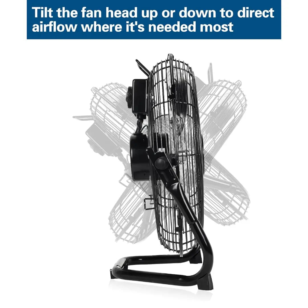 BILT HARD 12" 3-Speed High Velocity Heavy Duty Metal Floor Fan, 1650 CFM, 180-Degree Tilt, Powerful Airflow Fan