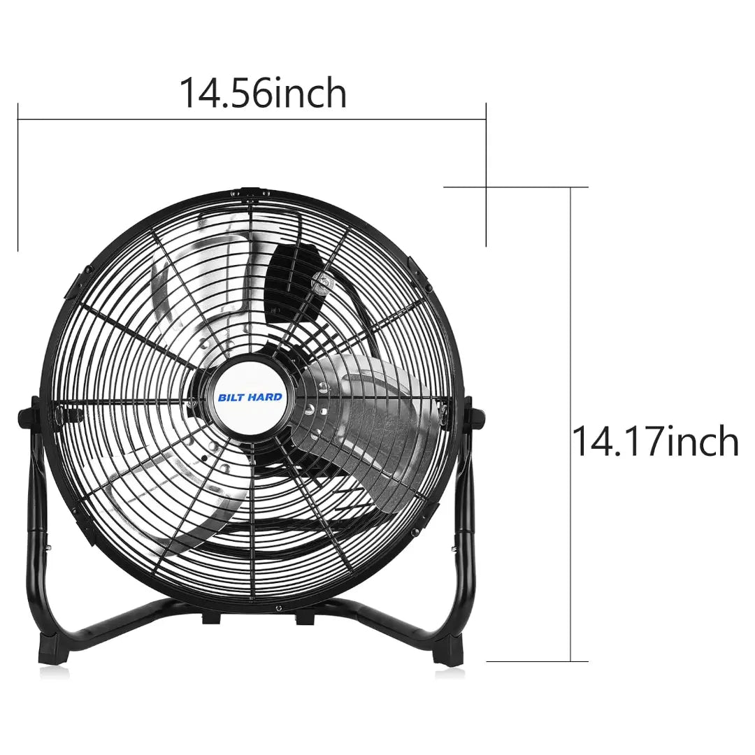 BILT HARD 12" 3-Speed High Velocity Heavy Duty Metal Floor Fan, 1650 CFM, 180-Degree Tilt, Powerful Airflow Fan