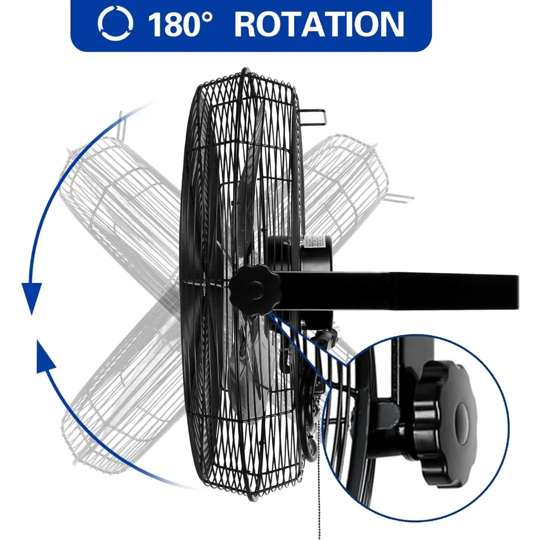 BILT HARD 18" Industrial Wall Mount Fan, 3-Speeds High Velocity Wall Fan with Sealed Motor, 4300 CFM Heavy Duty Metal Barn Fans