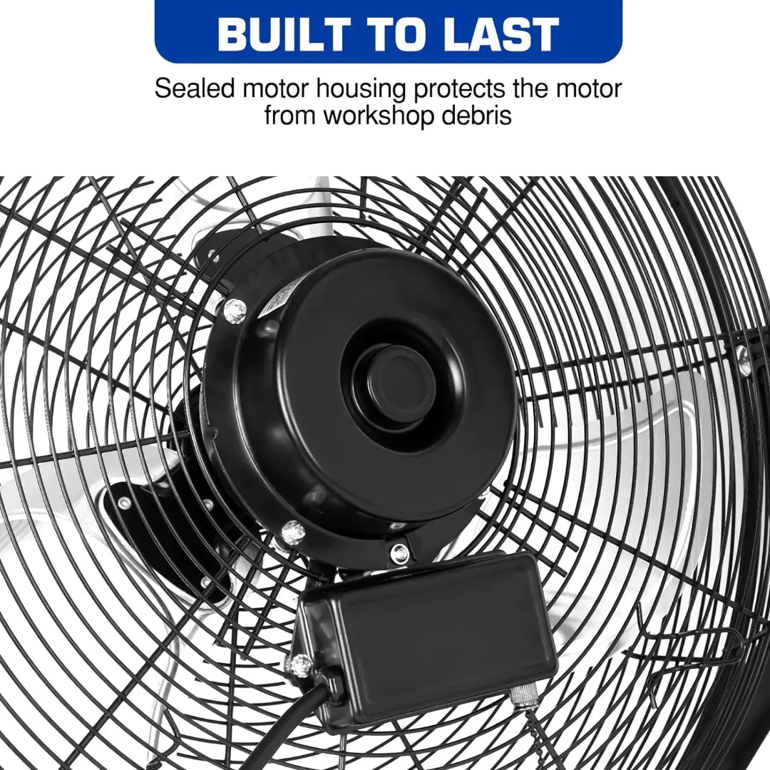 BILT HARD 18" Industrial Wall Mount Fan, 3-Speeds High Velocity Wall Fan with Sealed Motor, 4300 CFM Heavy Duty Metal Barn Fans