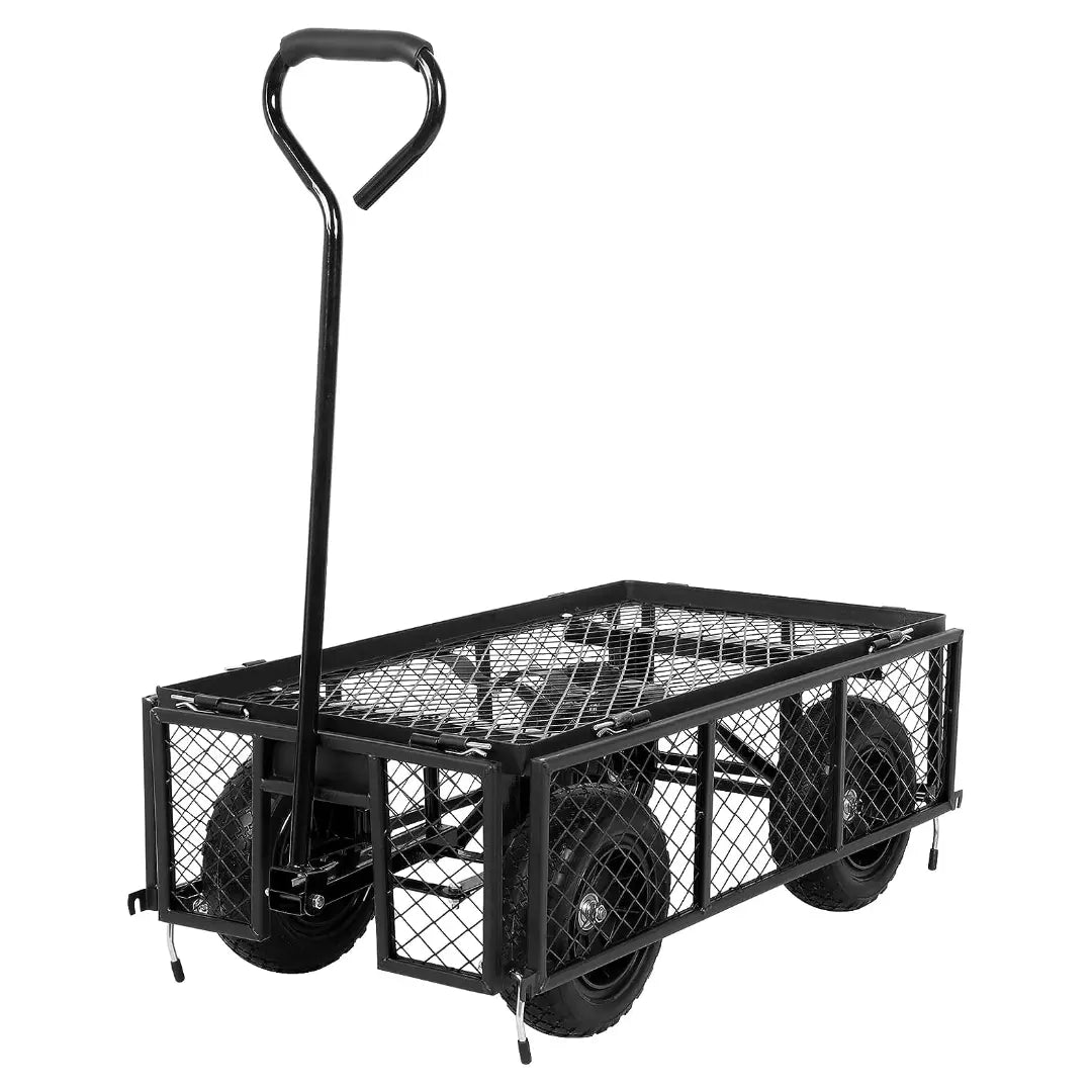 BILT HARD 400 lbs 10" Flat Free Tires Steel Garden Cart with 180° Rotating Handle and Removable Sides, 4 Cu.Ft Capacity Utility Heavy Duty Garden Carts and Wagons