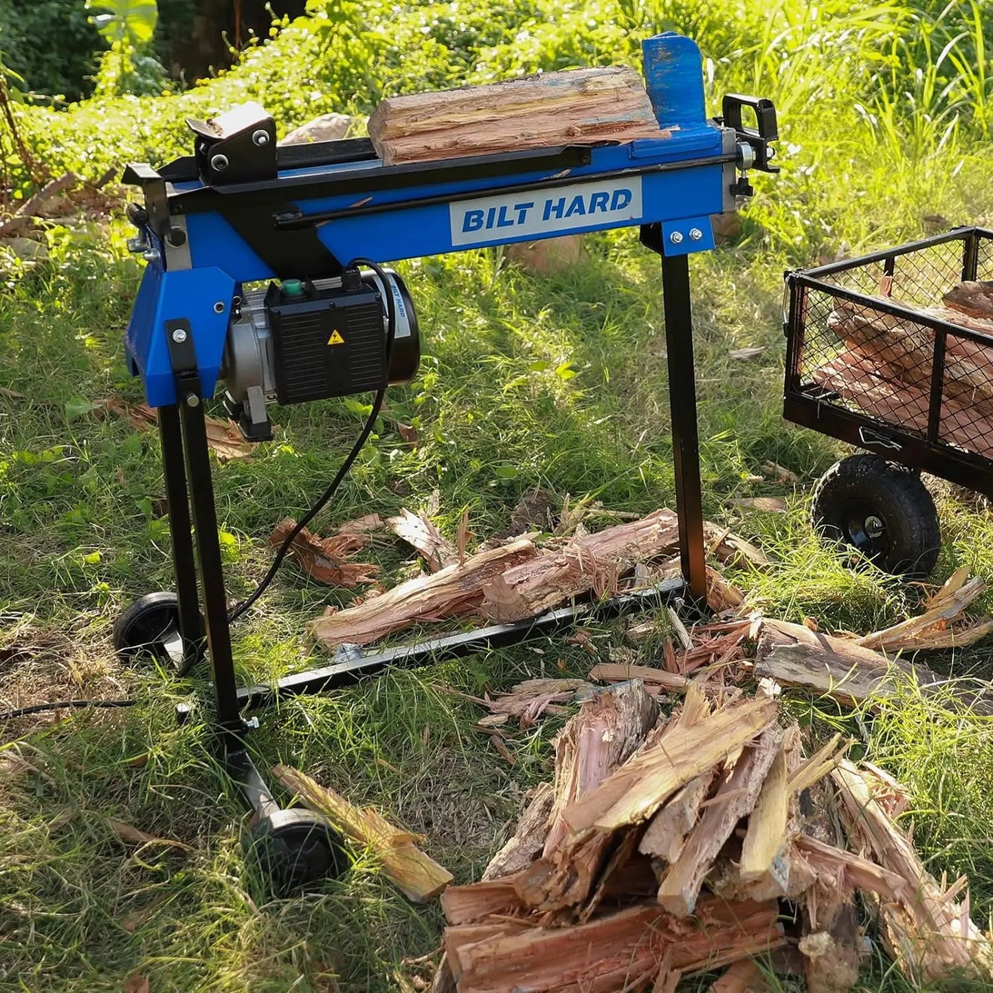 BILT HARD Log Splitter 6.5 Ton with Stand, Wood Electric Powered, Hydraulic Ram, Firewood Splitting Machine Black Stand Wood Splitter