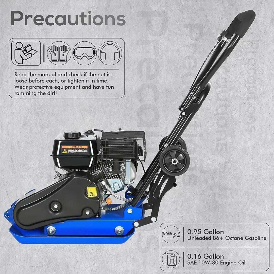 BILT HARD Plate Compactor 2500-Pound, 21 x 14.5 inch Plate, 6.5HP 196cc Gasoline Engine 5500 BPM, Jumping Jack Tamper for Paving Landscaping Sidewalk Patio