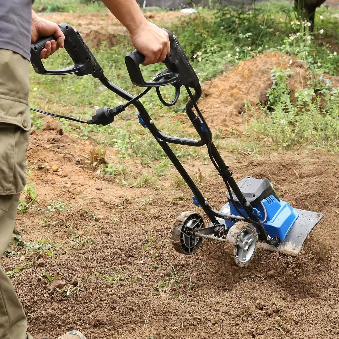 BILT HARD Tiller Cultivator 16 inch, 13.5 Amp 6 Steel Tines Tillers for Gardening Foldable, Electric Garden Rototiller with Adjustable Wheels