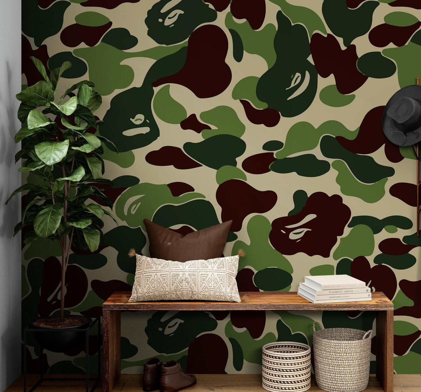 Bape Camo Wallpaper Mural. Green Camo Streetwear Hype Beast Aesthetics. #6662