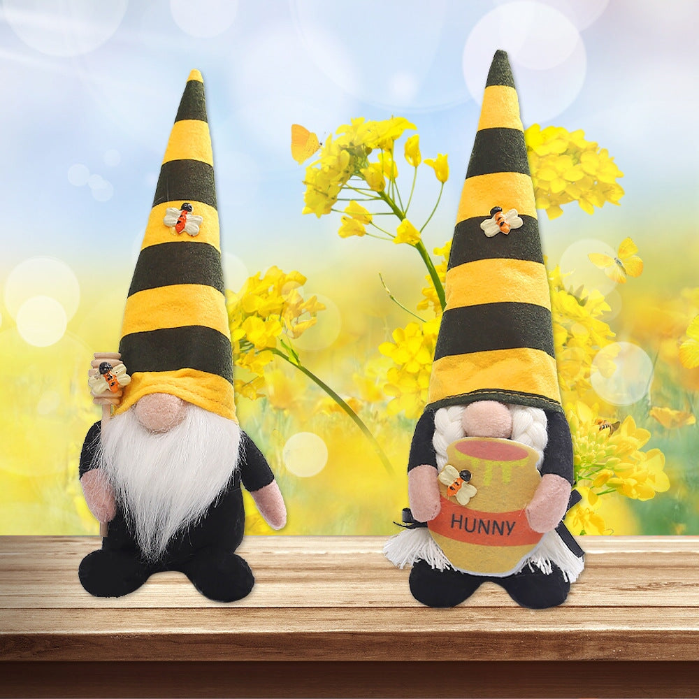 Bee and Honey Themed Gnomes, Plush Bumblebee Home Decor