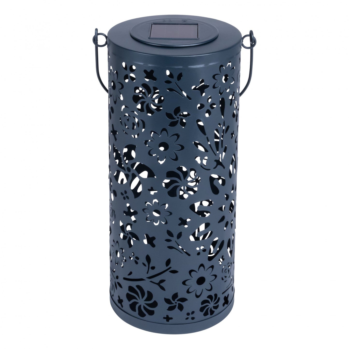 Bloom Punched Metal Solar Lantern - Midnight Blue