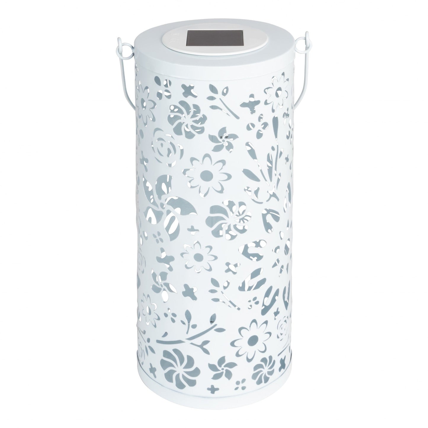 Bloom Punched Metal Solar Lantern - White