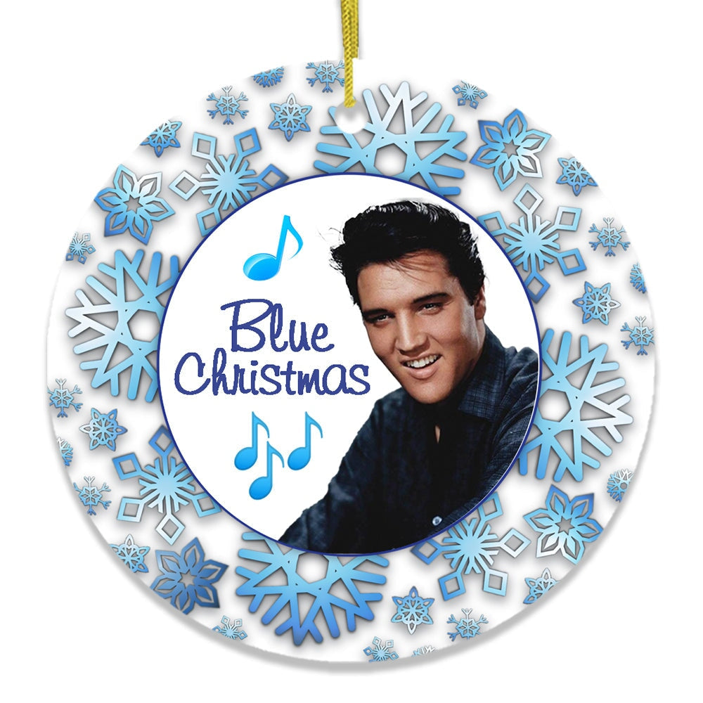 Blue Christmas Elvis Ornament