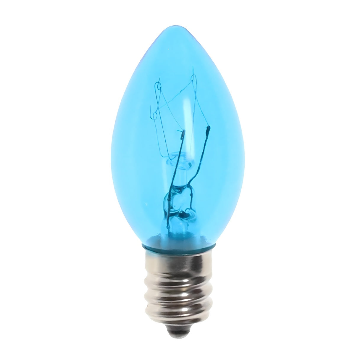 C7 Incandescent Christmas Light Bulbs, Blue, Transparent, Pack of 25 [CLOSEOUT]