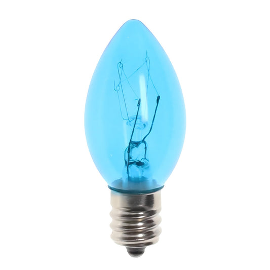 C7 Incandescent Christmas Light Bulbs, Blue, Transparent, Pack of 25 [CLOSEOUT]